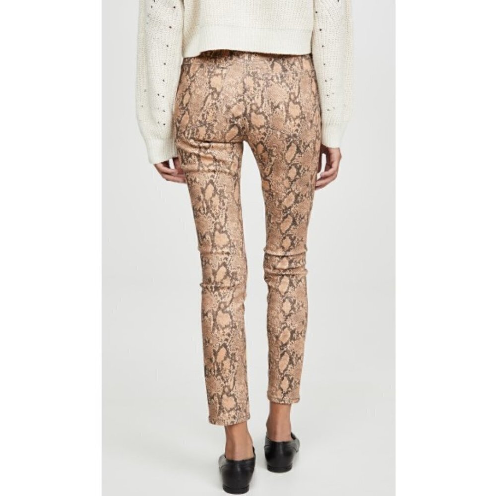 FRAME Le High Skinny High-Rise Coated Python Cropped Jeans, Tan Multi - Picture 2 of 2